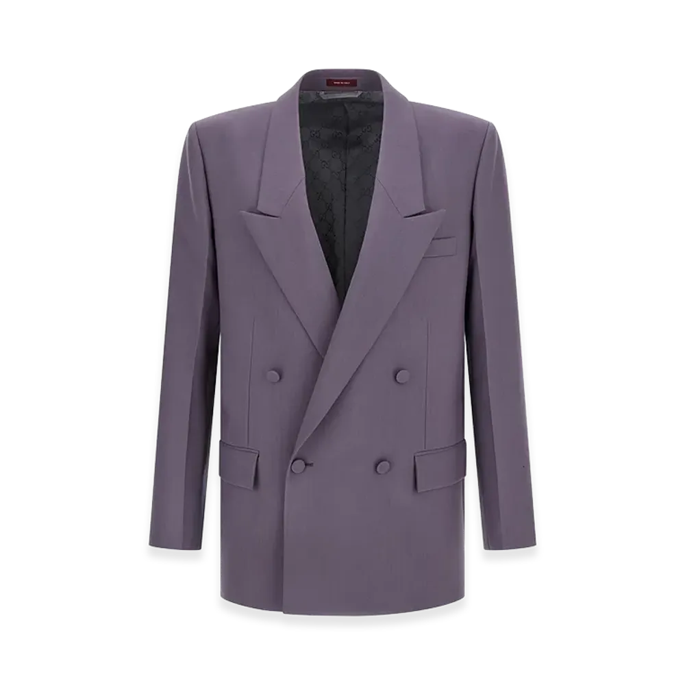 GUCCI Double-Breasted Wool Blazer "Purple"