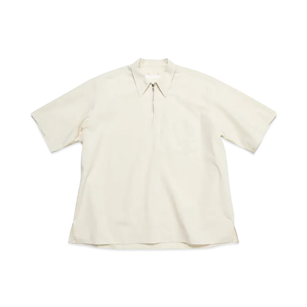 SOPHNET. Organic Cotton Half Zip S/S Shirt "White"