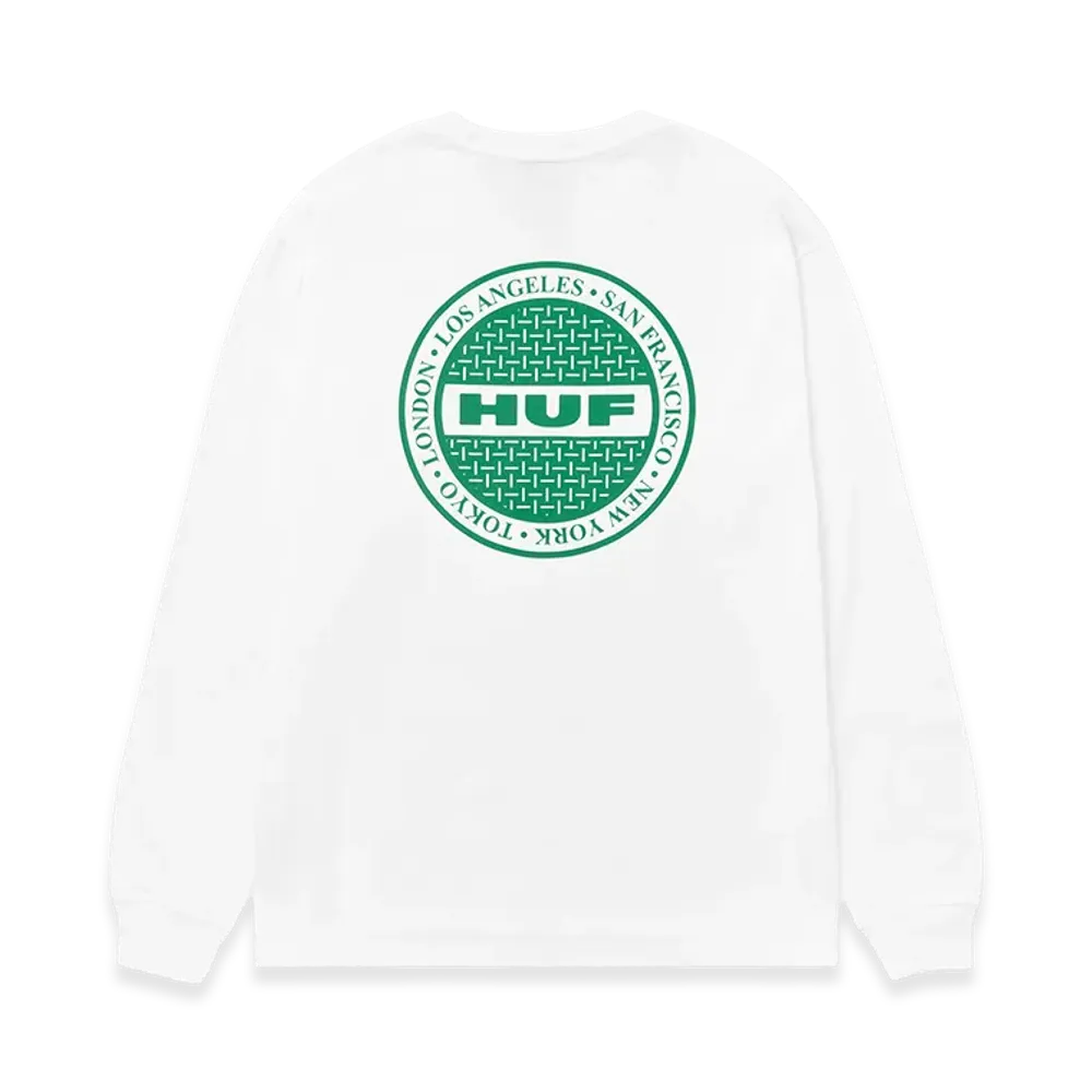 HUF Manhole LS Tee "White/Green"
