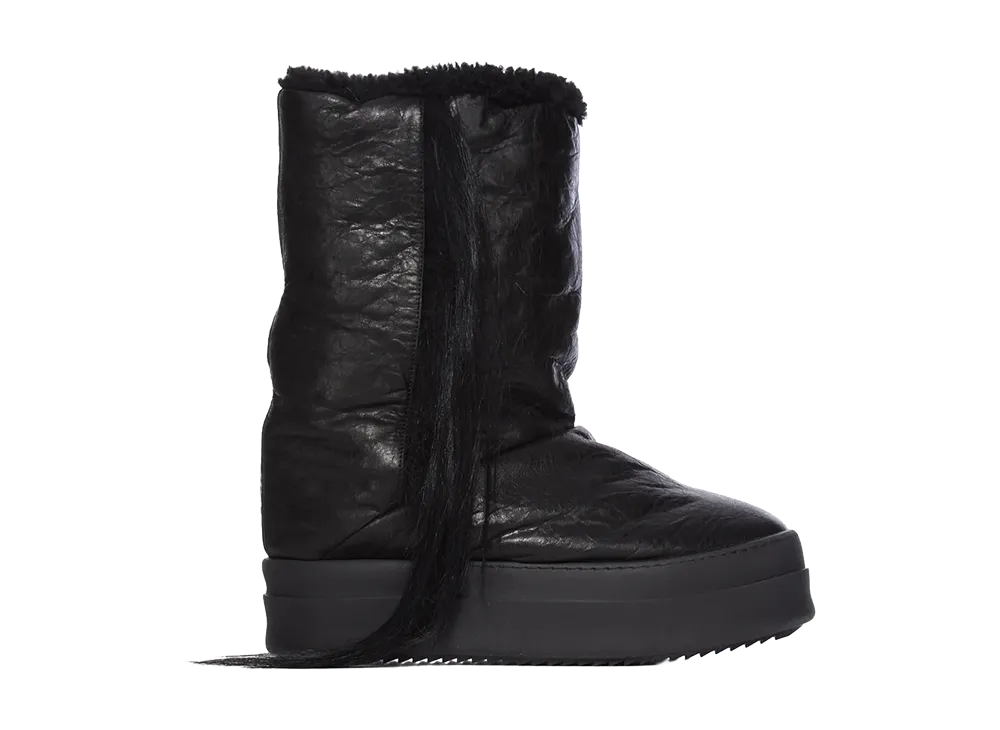 Rick Owens FW26 Tower Fringed Mega Bumper Lunar Tumbled Lamb and Goat Fur "Triple Black"