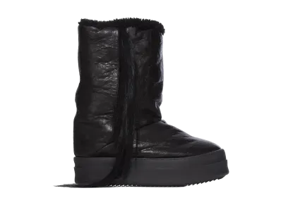 Rick Owens FW26 Tower Fringed Mega Bumper Lunar Tumbled Lamb and Goat Fur "Triple Black"