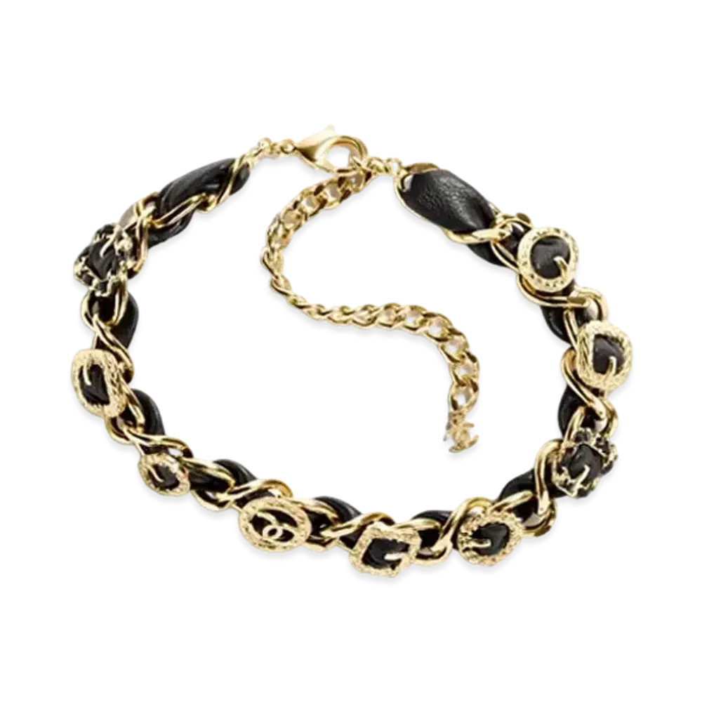 CHANEL Choker Metal & Calfskin "Gold/Black"