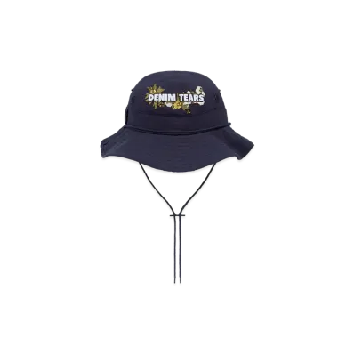 DENIM TEARS Cotton Floral Logo Bucket Hat "Navy"