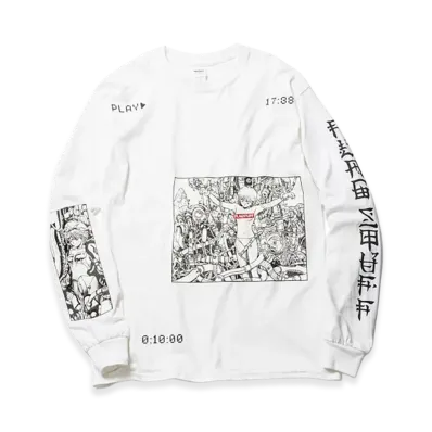 F-LAGSTUF-F x VIDEO GIRL "PLAY" L/S Tee "White"