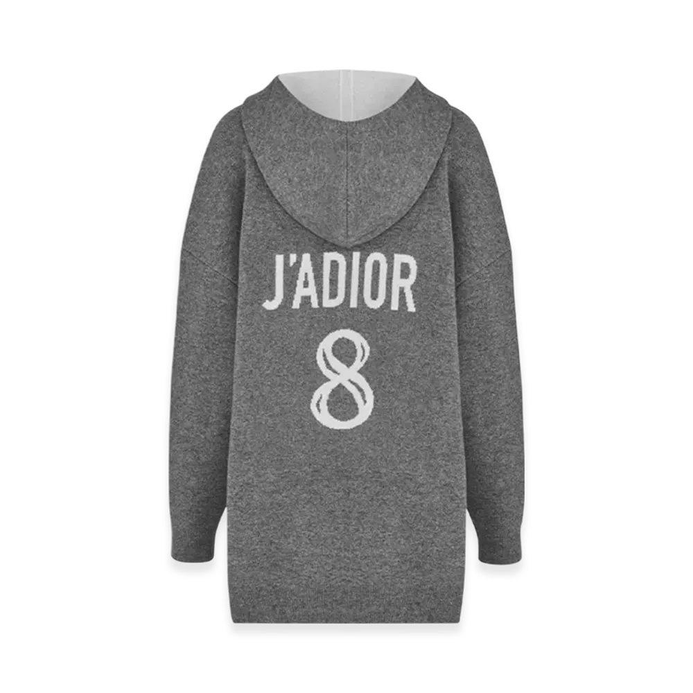 Dior Women's J'adior 8 Hooded Sweater Cashmere Rear Signature "Gray"