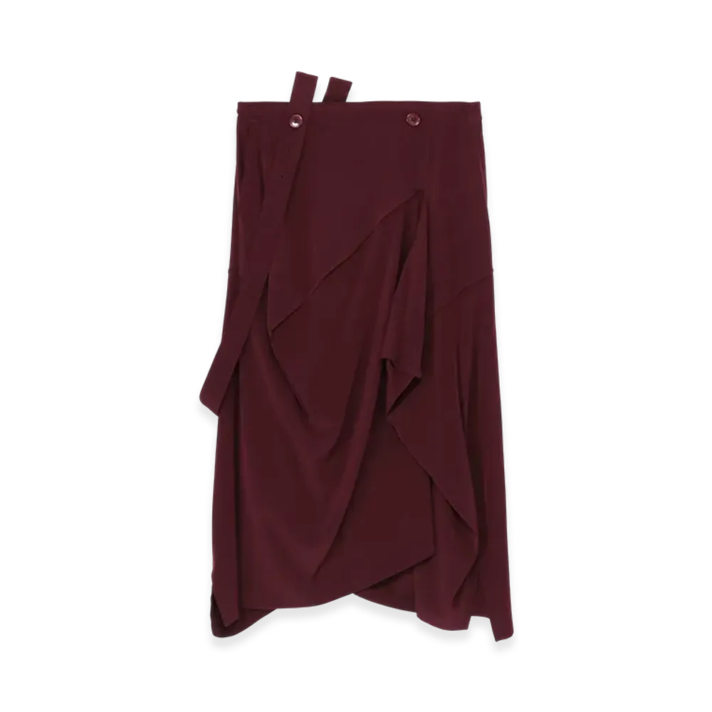 Ground Y Crepe De Chine Square Skirt "Bordeaux"