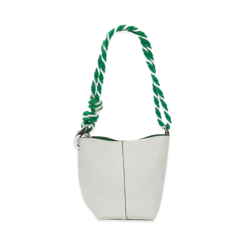 JW ANDERSON Small Corner Bucket Leather Bag "White"