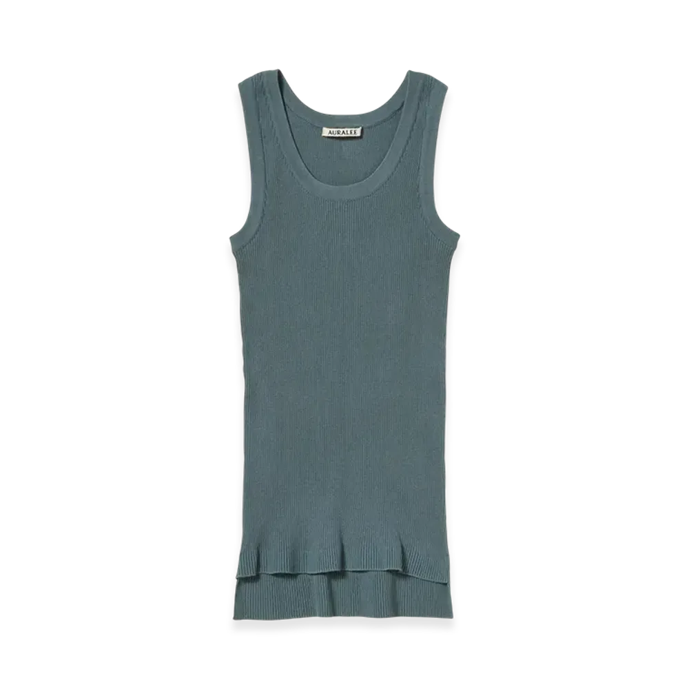 AURALEE Women's Cotton High Gauge Rib Knit Tank "Sage Gray"