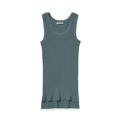 AURALEE Women's Cotton High Gauge Rib Knit Tank "Sage Gray"