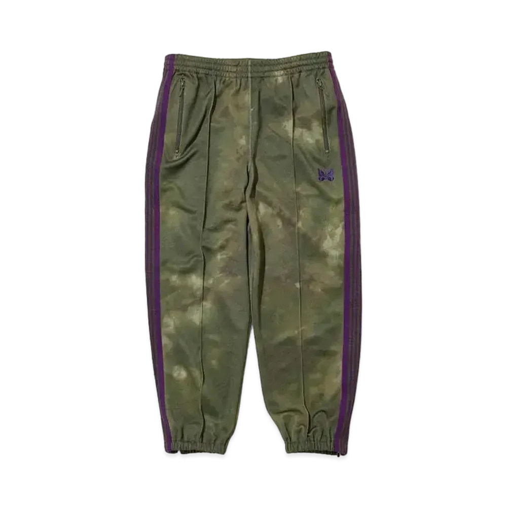 Needles ZIPPED TRACK PANT - POLY SMOOTH / UNEVEN-DYE PRINTED "Olive"