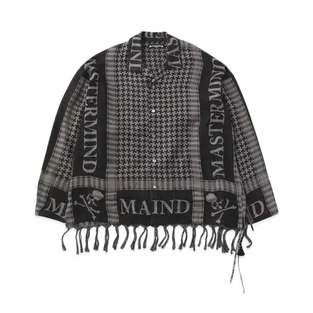mastermind WORLD Fringe Stole LS Shirt "Gray"