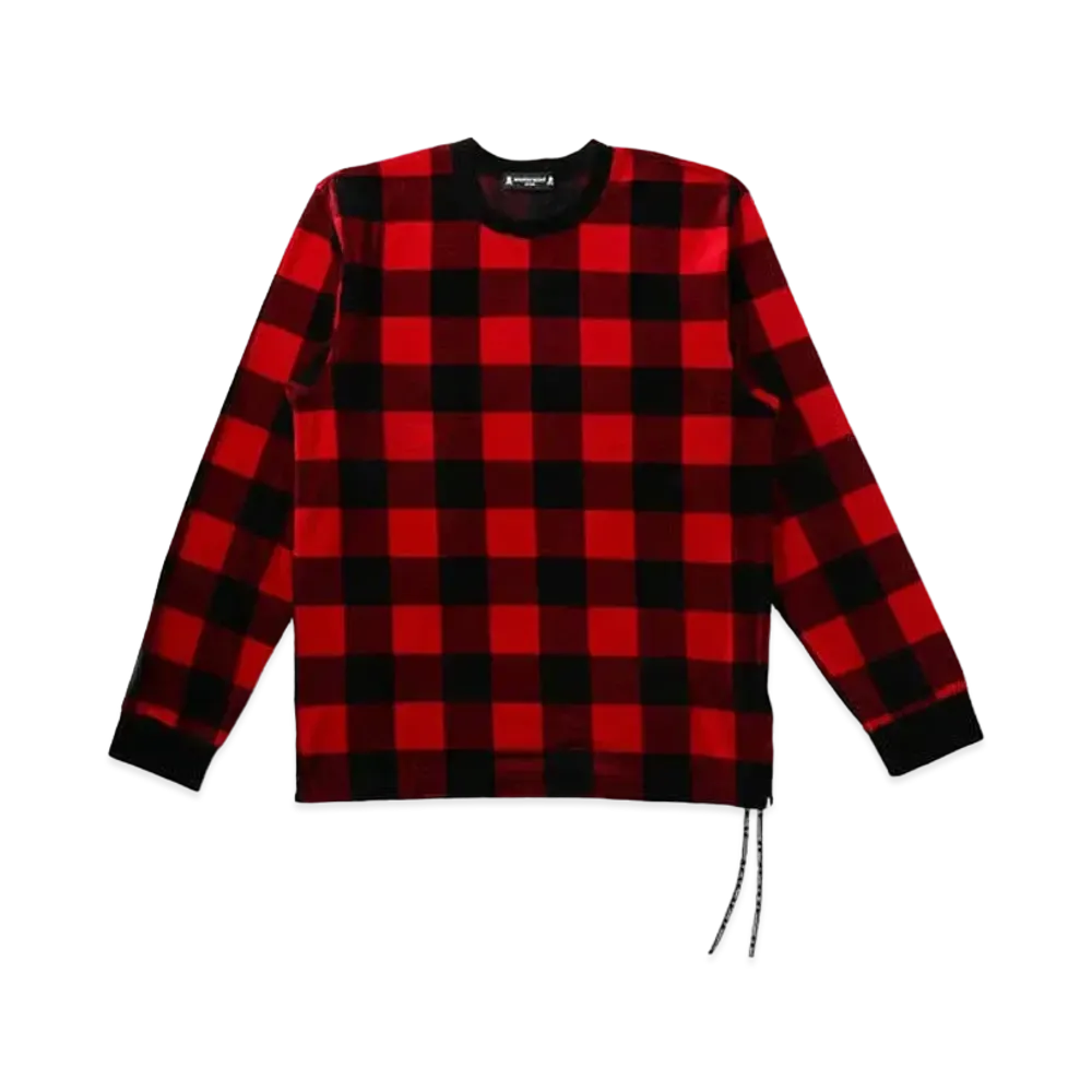 mastermind JAPAN Velour Plaid LS Tee "Black Red"