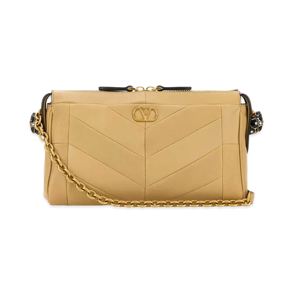 Valentino Women's Nappa Leather Panthea Crossbody Bag "Beige"