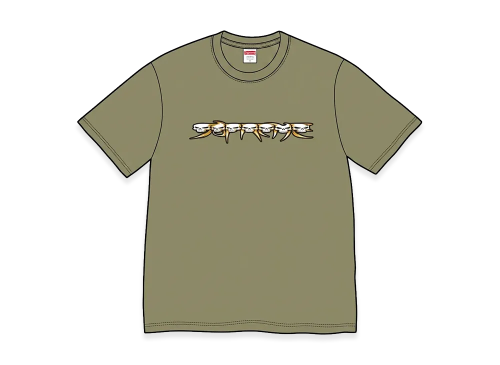 Supreme Skulls Spellout Tee "Light Olive"