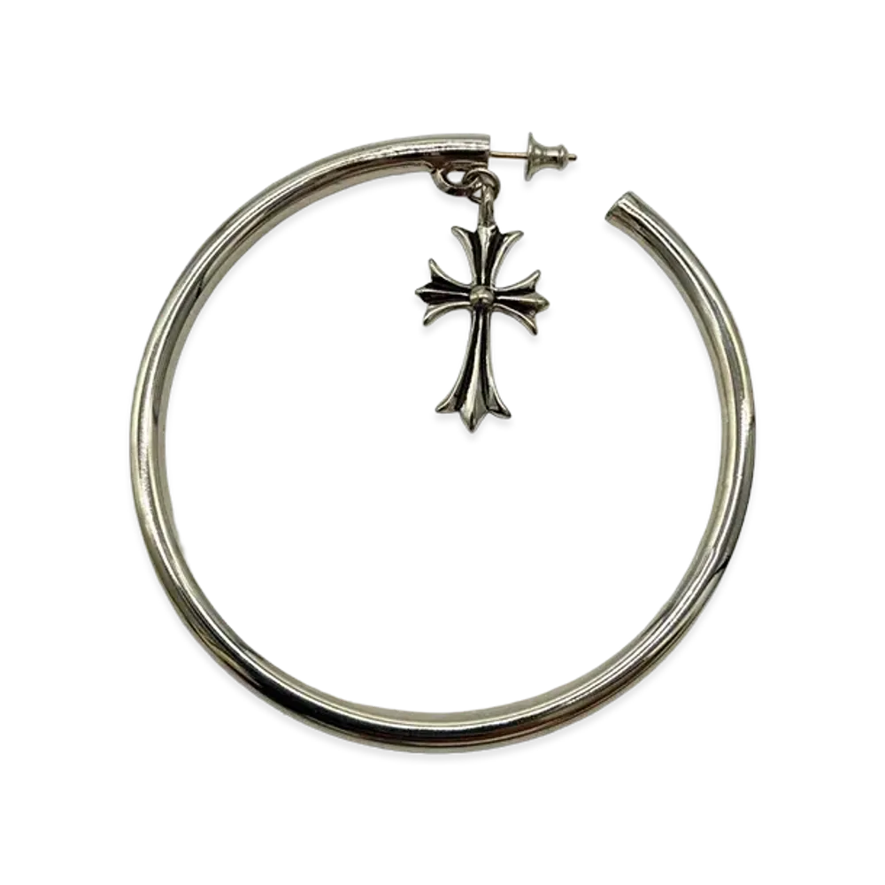 Chrome Hearts Tiny CH Cross Hoop Earring "Silver"