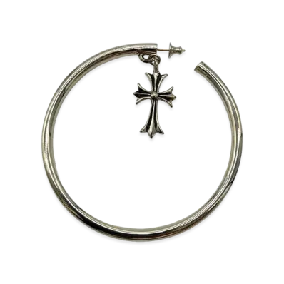 Chrome Hearts Tiny CH Cross Hoop Earring "Silver"
