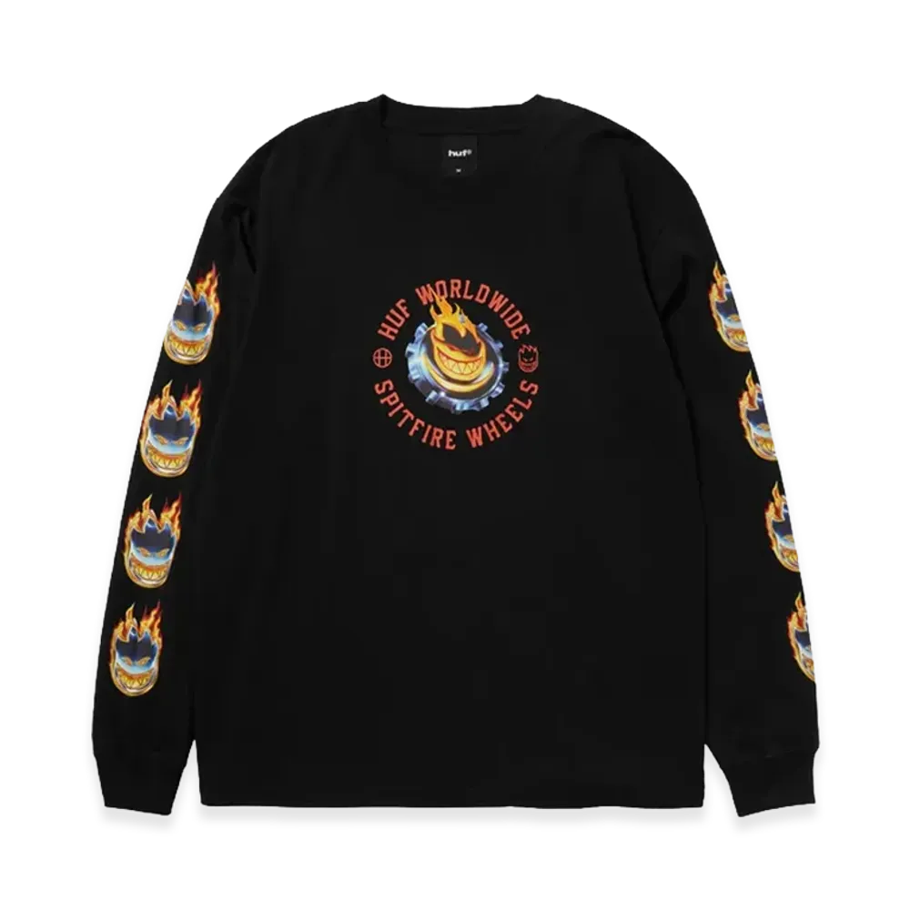 HUF x SPITFIRE Chrome Head LS Tee "Black"