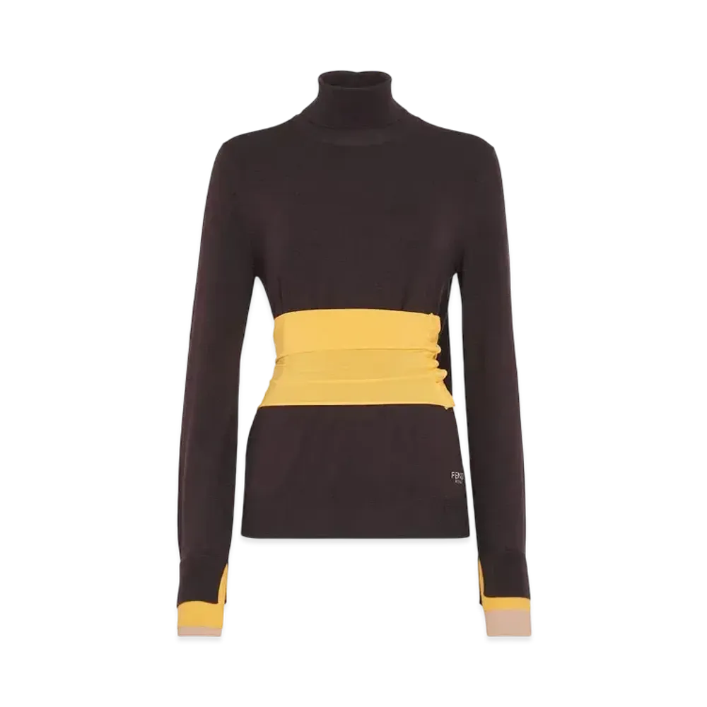 FENDI Women's Wool Polo Neck Sweater "Purple"
