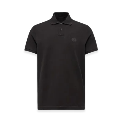 MONCLER Logo Patch Cotton Piquet Polo Shirt "Black"
