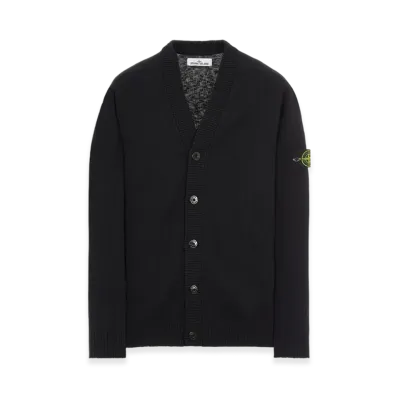 Stone Island 512B0 Stocking Stitch Cotton-Nylon Knit Cardigan - 22SS "Black"