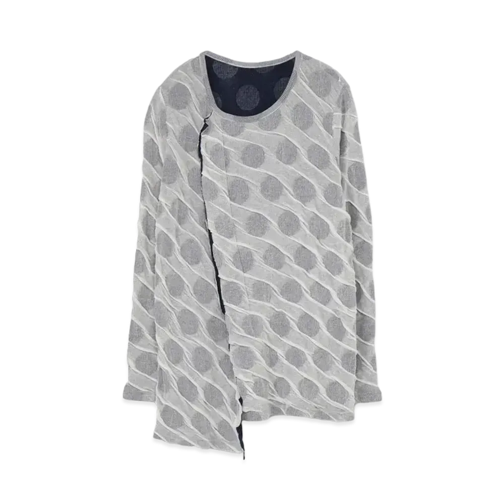 Yohji Yamamoto Y's DOT DUAL-LAYER ROUND NECK CUTTING T "Navy"