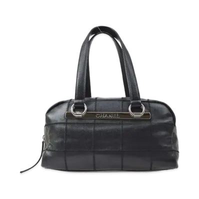 CHANEL Caviar Skin Chocolate Bar Mini Boston Bag "Black"