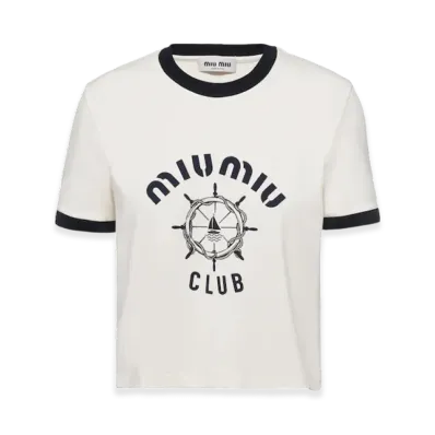 MIU MIU Women's Print Jersey T-Shirt "Ivory"