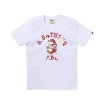 A BATHING APE Map Camo College Tee "White/Pink"