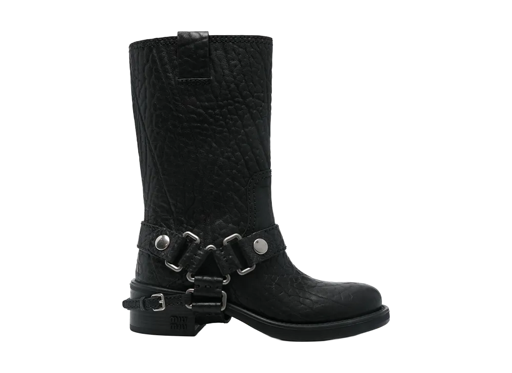 MIU MIU Women's Dark Leather Ankle Boots "Brown"