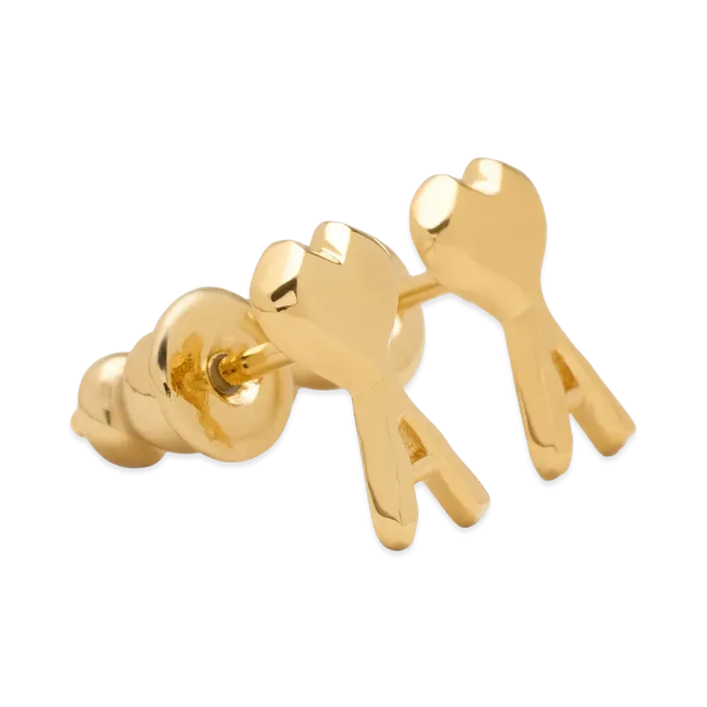 AMI PARIS Brass Ami De Coeur Hammered Earrings "Gold"