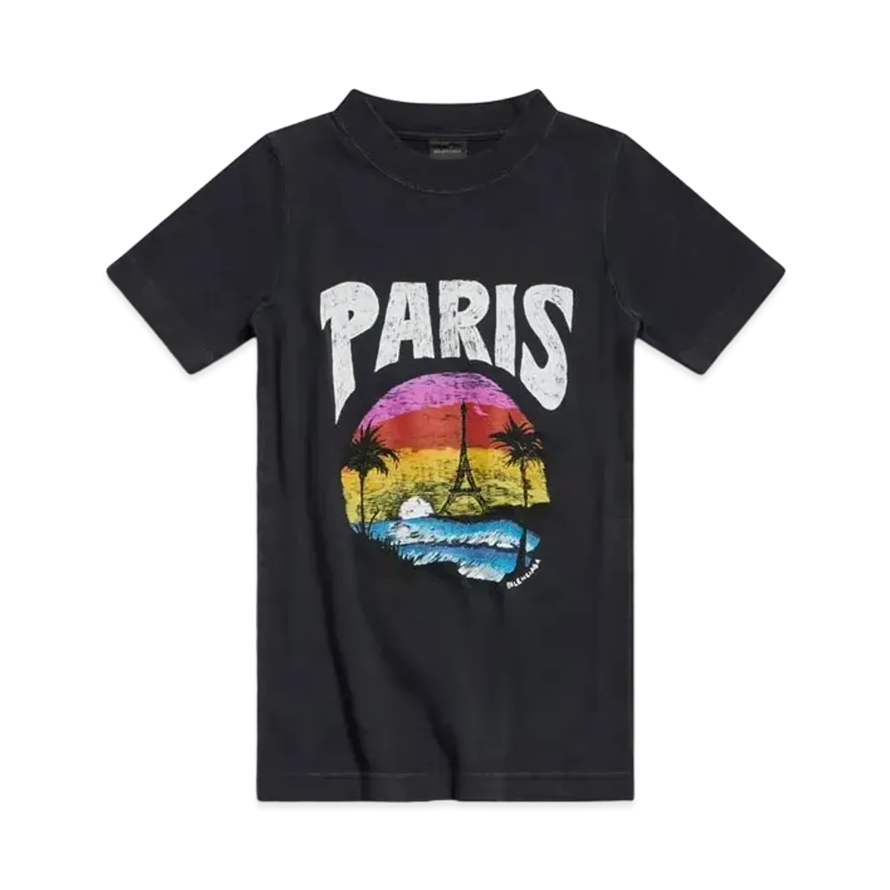 BALENCIAGA Women's Paris Tropical T-Shirt Fitted "Black"
