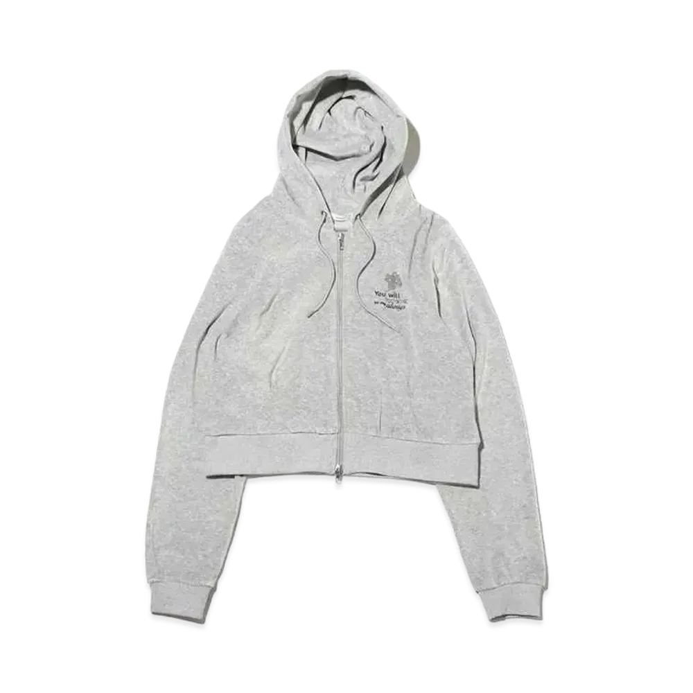 atmos pink Short Length Velor Hoodie "Gray"