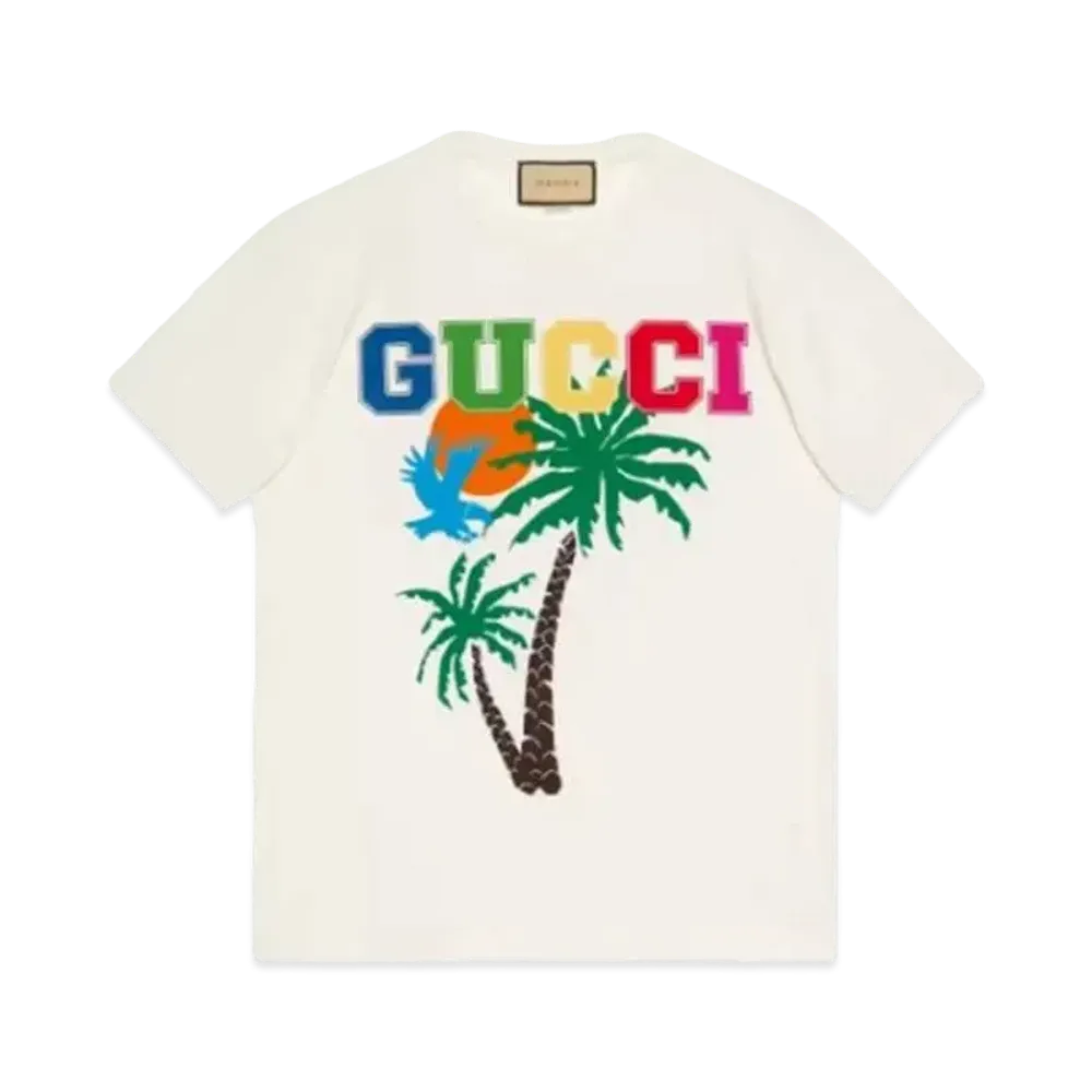 GUCCI Men's Cotton Jersey T-shirt GUCCI Palms "White"