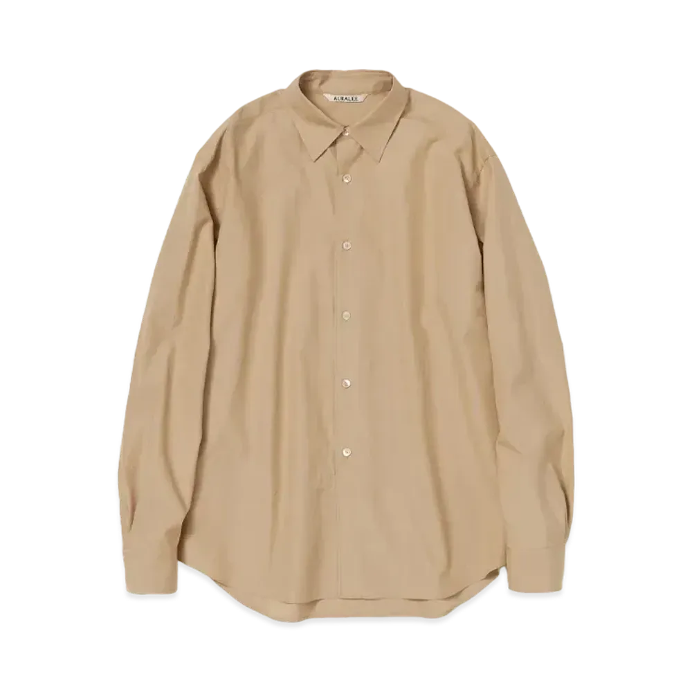 AURALEE Washed Finx Twill Shirt "Light Brown"
