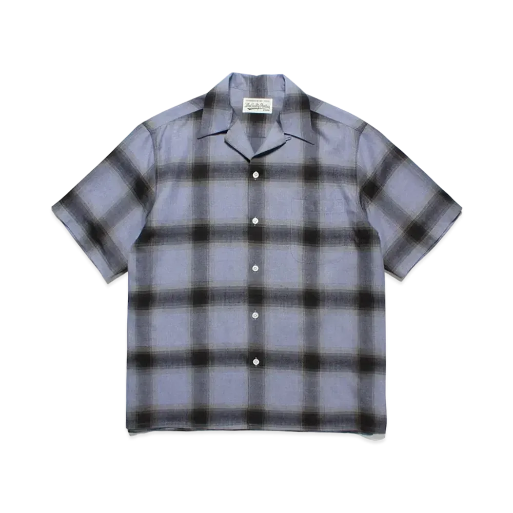 WACKO MARIA Check Open Collar Shirt "Purple/Black"