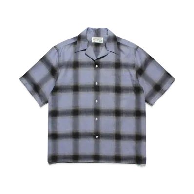 WACKO MARIA Check Open Collar Shirt "Purple/Black"