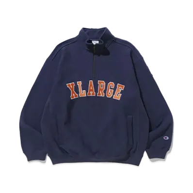 XLARGE x Champion Reverse Weave Half Zip Pullover Sweat "Navy"