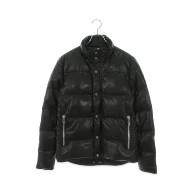 Chrome Hearts Stiff Cross Ball Button Leather Down Jacket "Black"