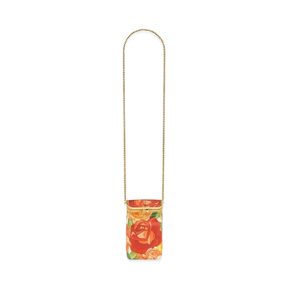 Saint Laurent Charniere Small Bag In Flower-Print Satin "Rouge"
