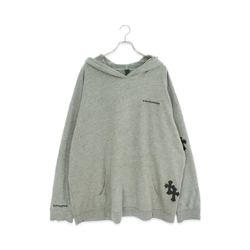Chrome Hearts HD PLVR GRP Y Not U Oversize Hoodie with Cross Patch "Gray"