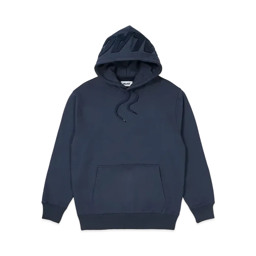 PALACE Spell Out Chenille Hood "Navy"