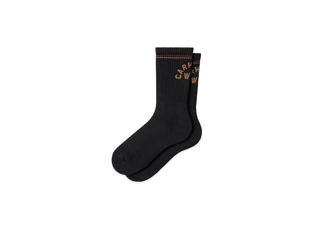 Carhartt WIP Arch Script Socks "Black/WIP H Brown"