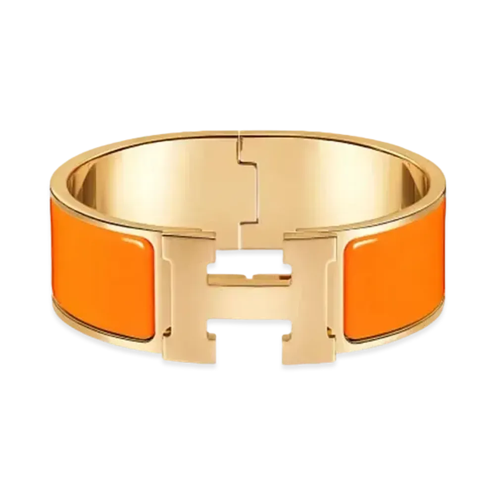 Hermes Clic Clac H Bracelet "Gold/Orange"