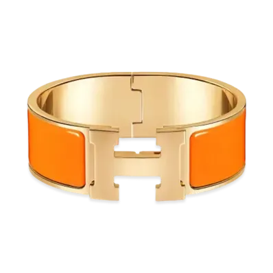 Hermes Clic Clac H Bracelet "Gold/Orange"