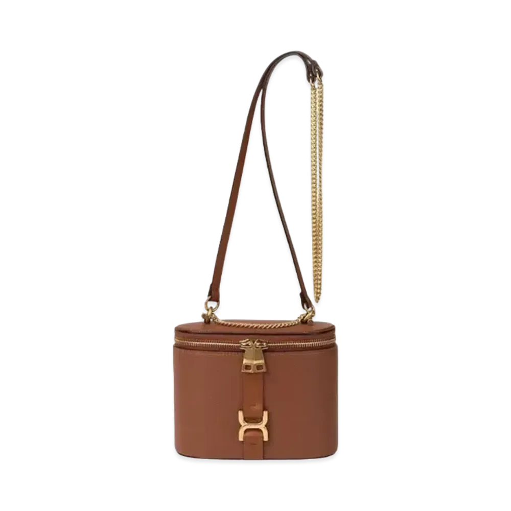 Chloe Marcie Mini Vanity On Chain Grained Calfskin "Tan"