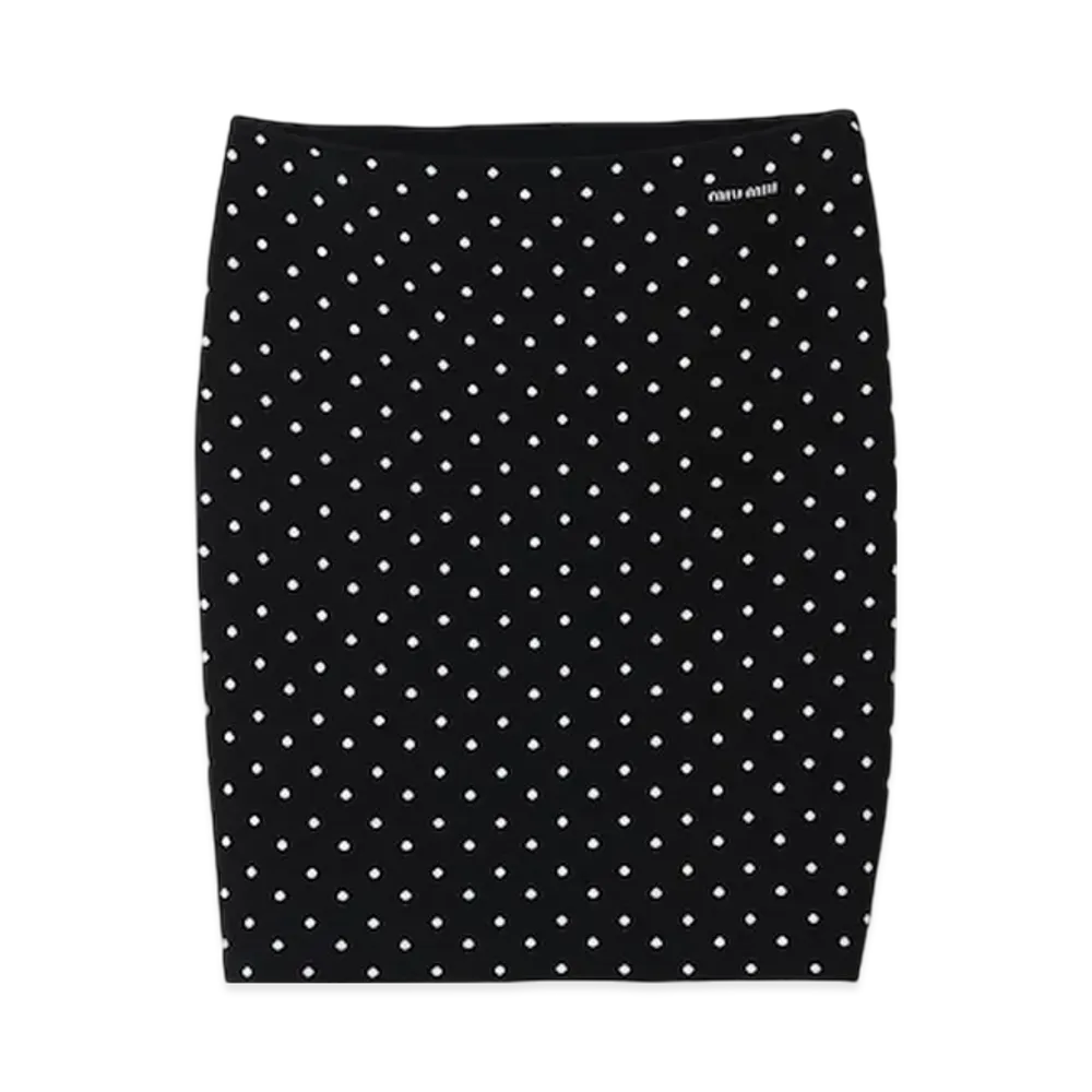 MIU MIU Women's Polka Dot Viscose Skirt "Black/White"