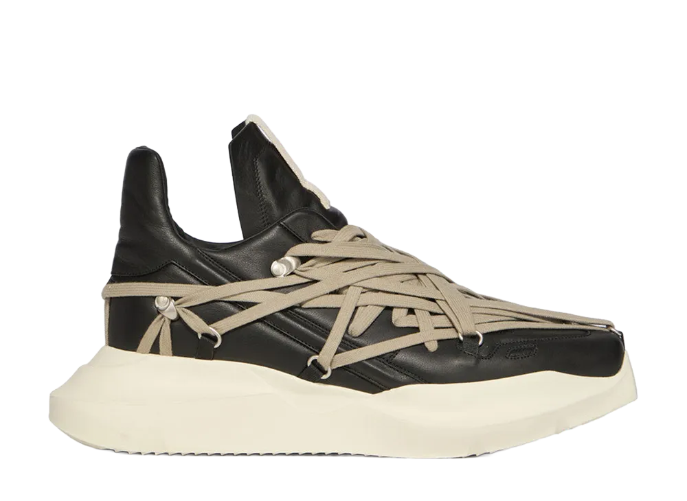 Rick Owens SS26 Megalace Geth Runner Full Grain Cow Leather "Black/Pearl/Milk"