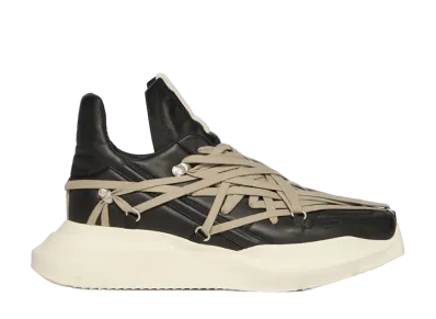 Rick Owens SS26 Megalace Geth Runner Full Grain Cow Leather "Black/Pearl/Milk"