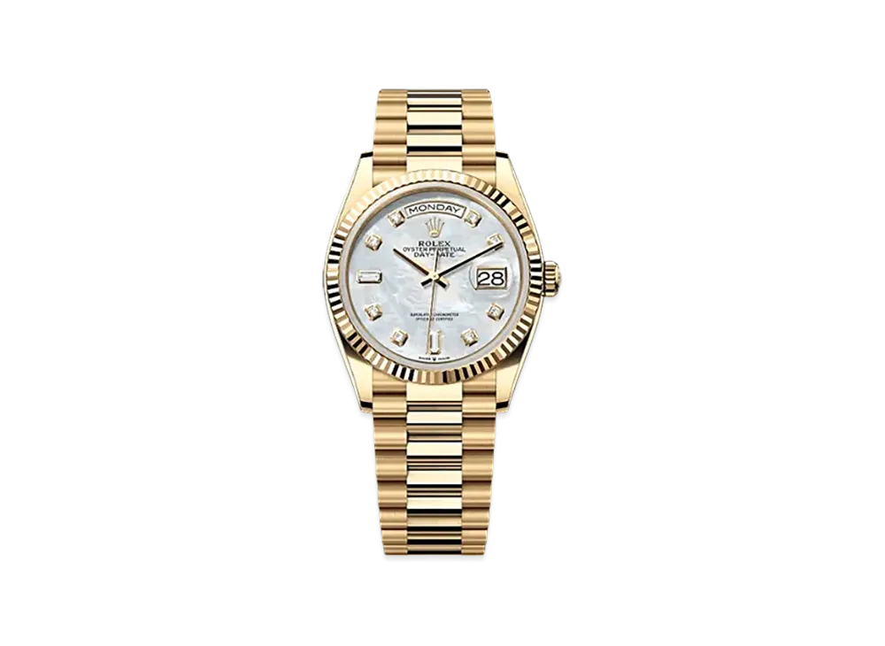 ROLEX Day-Date 36mm Yellow Gold 128238 "White Mother-of-Pearl"