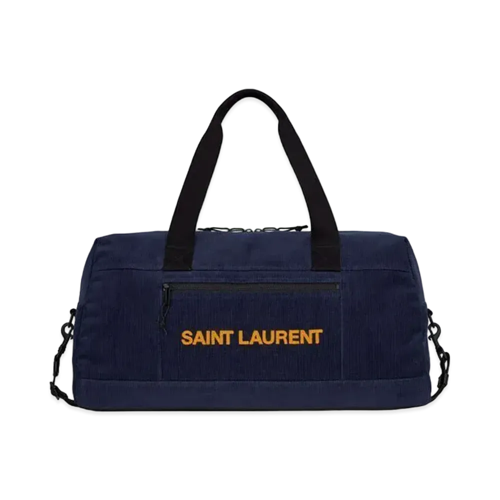 SAINT LAURENT Nuxx Duffle Bag In Corduroy "Medium Blue"